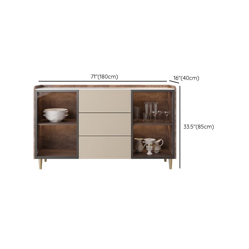 Glam Stone Sideboard Cabinet Sideboard 3 Drawers Server with Storage Clearhalo 'buffet_sideboard' 'Buffets & Sideboards' 'furn' 'furn_buffet_sideboard' 'Furniture' 'Kitchen & Dining Furniture' 1200x1200_995d49b8-1a7b-46fb-a53b-a7077a27d3ea