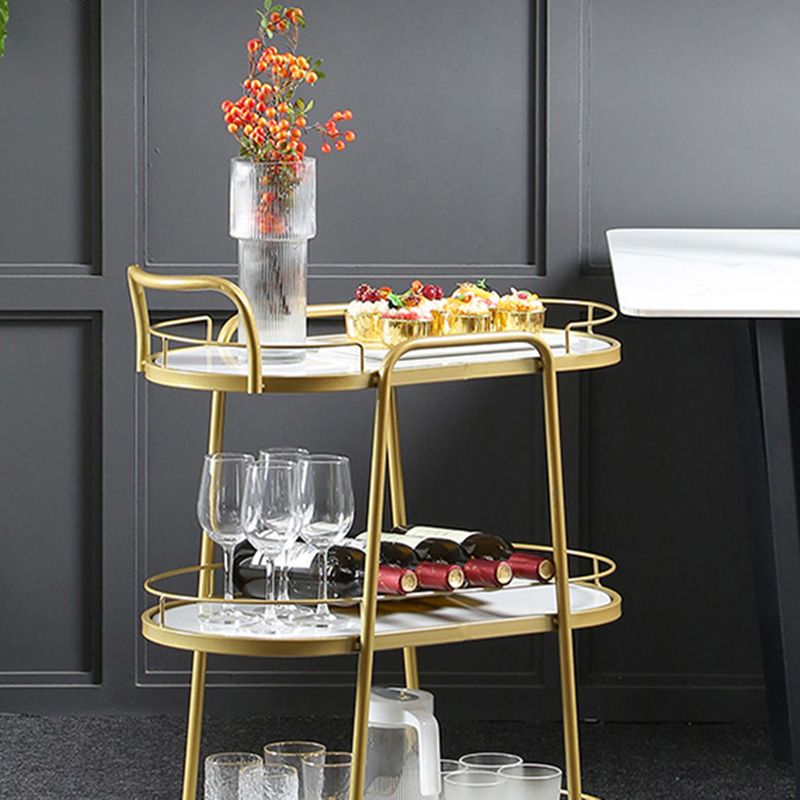 Contemporary Style Oval Prep Table Rolling Metal Prep Table for Kitchen Clearhalo 'furn' 'furn_kitchen_islands_carts' 'Furniture' 'Kitchen & Dining Furniture' 'Kitchen Islands & Carts' 'kitchen_islands_carts' 1200x1200_995d6beb-aba1-40ea-92e1-a5836534756c