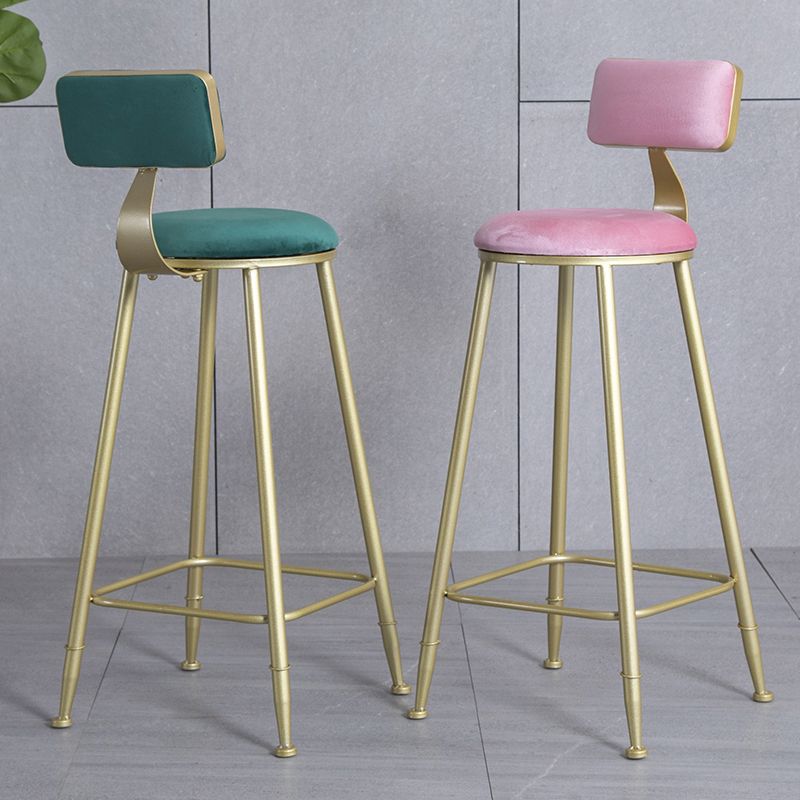 Glam Armless Backrest Counter Stool Iron Beauty Shop Bar Stool with Velvet Cushion Clearhalo 'Bar Furniture' 'Bar Stools' 'bar_stools' 'furn' 'furn_bar_stools' 'furniture_bar_stools' 'Kitchen & Dining Furniture' 'kitchen&dining_furn' 'kitchen' 'kitchen_furn' Furniture' 1200x1200_995f2bc1-5783-4e30-a76a-d611d564d188