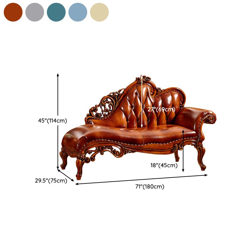 Glam Chaise Lounge Genuine Leather Chaise Lounge Sofa for Living Room Clearhalo 'Chairs & Seating' 'Chaise Lounge' 'chaise_lounge' 'furn' 'furn_chaise_lounge' 'Furniture' 'Living Room Furniture' 1200x1200_9961721b-62a5-4984-a4e4-6873f771509d