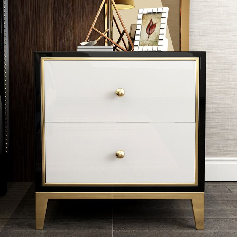 Tableau de nuit de 2 dessins 19.67 "Armoire de chevet glamour en bois massif de haut