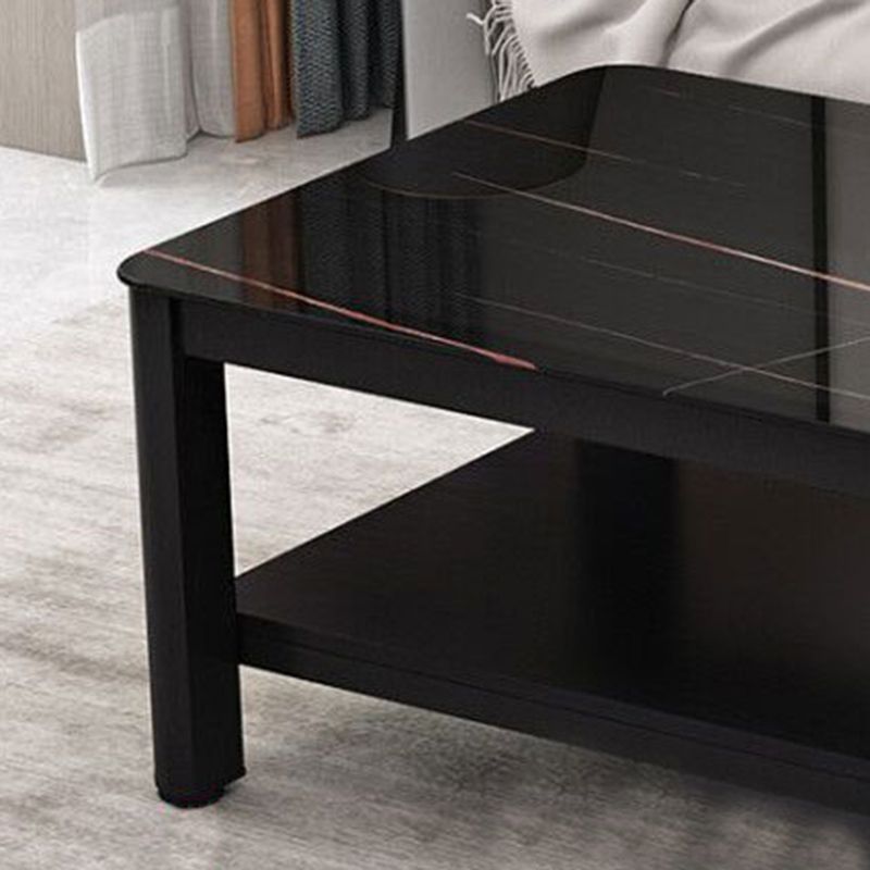 Contemporary Glossy Accent Table Rectangular Coffee Table with Shelf Clearhalo 'Coffee & Accent Tables' 'Coffee Tables' 'coffee_tables' 'furn' 'furn_coffee_tables' 'Furniture' 'furniture_coffee_tables' 'Living Room Furniture' 1200x1200_9961dd4d-b072-4f51-bce5-4f02d21907be