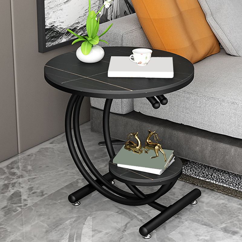19.6"/23.6" Modern Slate Round End Table Metal C Side Table with Shelf