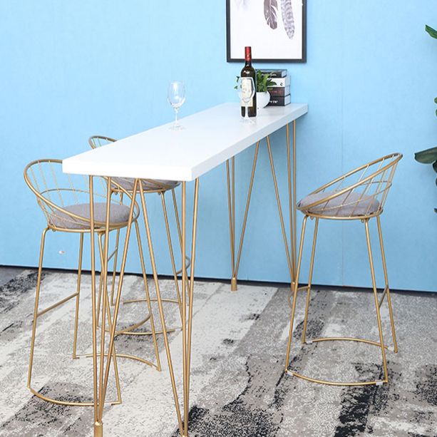 Glam White Wood Counter Table with Rectangle Table Top Gold Legs Table - 42" H Clearhalo 'Bar Furniture' 'Bar Tables' 'bar_tables' 'furn' 'furn_bar_tables' 'Furniture' 'furniture_bar_tables' 'Kitchen & Dining Furniture' 1200x1200_99633309-bb1e-4a3e-98c7-d4107720a775