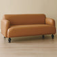 Contemporary Faux Leather Sofa for Living Room with Recessed Arm