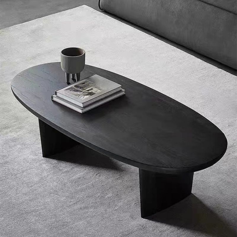 Modern 2 Legs Oval Cocktail Table Wooden Coffee Table in Black Clearhalo 'Coffee & Accent Tables' 'Coffee Tables' 'coffee_tables' 'furn' 'furn_coffee_tables' 'Furniture' 'Living Room Furniture' 1200x1200_99697da6-d9a1-4864-a48b-a58f04c8aac5