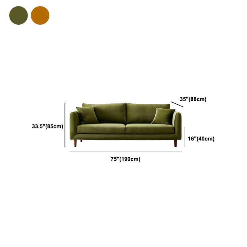 33.46 "H Sofá de brazo cuadrado de terciopelo contemporáneo con almohadas para sala de estar