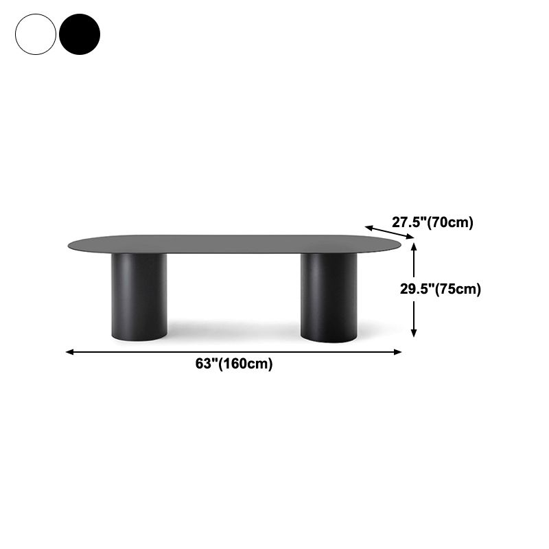 楕円形のライティングデスクソリッドウッドコンテンポラリースタイルミーティングオフィスデスク