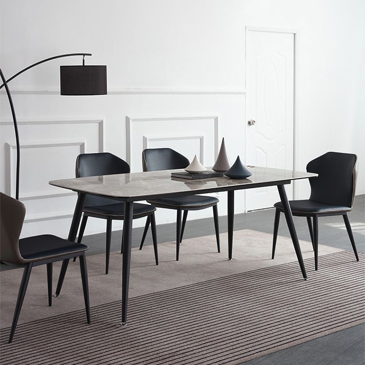 Metal Contemporary Rectangular Table Sintered Stone Top Dining Table with 4 Legs Clearhalo ' dining_table' 'Dining Tables & Seating' 'Dining Tables' 'furn' 'furn_dining_table' 'Furniture' 'furniture_dining_table' 'Kitchen & Dining Furniture' 'kitchen&dining_furn' 'kitchen' 'kitchen_dining_table' 1200x1200_996bc8f5-61d5-43ce-a685-76191b49653d