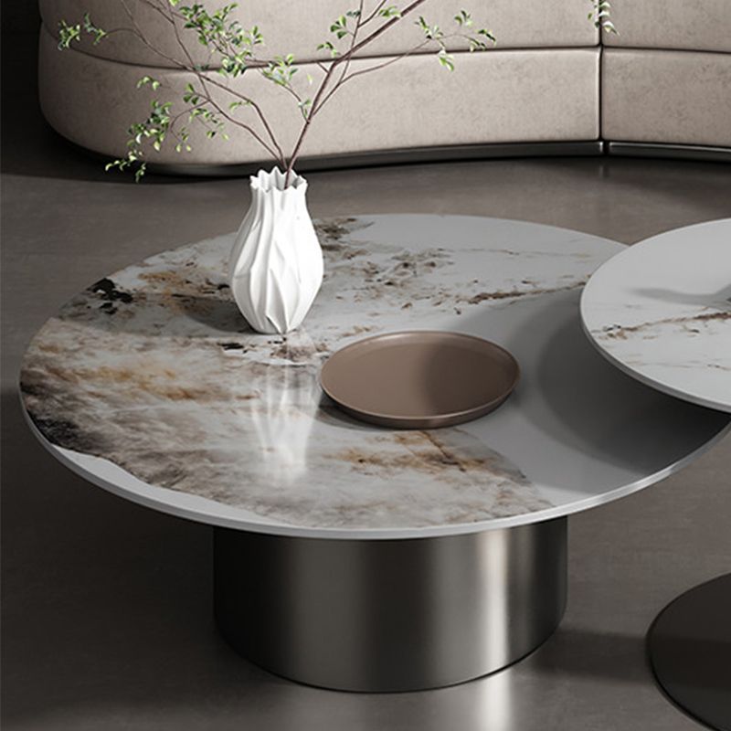 Slate Coffee Table Round Nesting Coffee Table Set with Pedestal Legs Clearhalo 'Coffee & Accent Tables' 'Coffee Tables' 'coffee_tables' 'furn' 'furn_coffee_tables' 'Furniture' 'Living Room Furniture' 1200x1200_996c59d8-a8d3-4393-90e8-8eebd4806e43