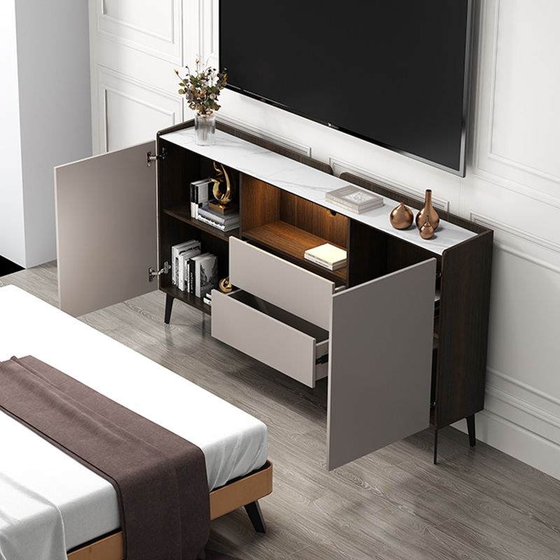 Stone Media Console TV Stand Modern TV Stand Console with 2 Drawers Clearhalo 'furn' 'furn_tv_stands_entertainment_centers' 'Furniture' 'Living Room Furniture' 'TV Stands & Entertainment Centers' 'TV Stands & Media Storage Furniture' 'tv_stands_entertainment_centers' 1200x1200_996e7baf-e0a6-4608-8603-4aedd627b570