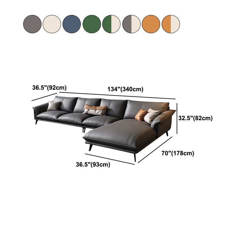 Leather Sponge Padded Seat with Pillow Back Sectional White/orange/green/grey Sofa