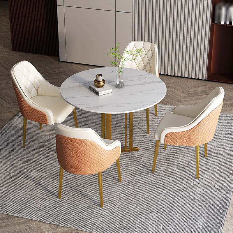 Stone Top Dining Table Contemporary Dining Table with Gold Pedestal Base Clearhalo 'Dining Tables & Seating' 'Dining Tables' 'dining_table' 'furn' 'furn_dining_table' 'Furniture' 'furniture_dining_table' 'Kitchen & Dining Furniture' 'kitchen' 'kitchen_dining_table' 1200x1200_996fb145-5732-4669-98fa-9d50b705b070