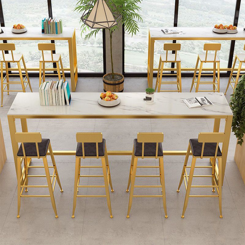 Glam Bar-height Table Rectangular and White Top Table for Living Room Clearhalo 'Bar Furniture' 'Bar Tables' 'bar_tables' 'furn' 'furn_bar_tables' 'Furniture' 'Kitchen & Dining Furniture' 1200x1200_996fe32c-b19c-49a7-af25-3c8ea292e1f3