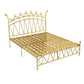Crown Glam Headboard Bed Open-Frame Metal Bed With Footboard