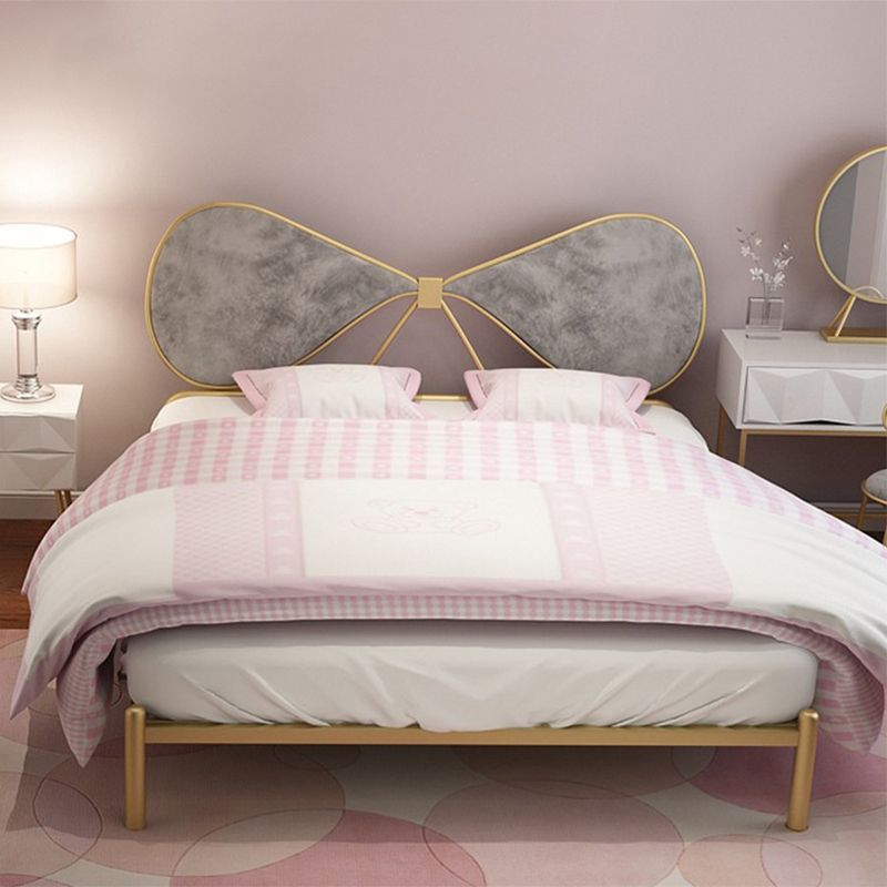 Metal and Upholstered Bed Frame with Metal Legs Open-Frame Bed in Gold Clearhalo 'Bedroom Furniture' 'Beds' 'furn' 'furn_beds' 'Furniture' 1200x1200_9973a866-4ed7-4317-8264-efba7d43781b