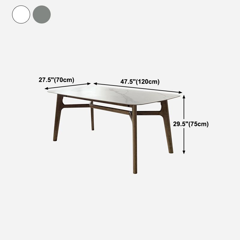 Mid-century Dining Table Rectangle 4-foot Solid Wood Table with Stone Top Clearhalo 'Dining Tables & Seating' 'Dining Tables' 'dining_table' 'furn' 'furn_dining_table' 'Furniture' 'furniture_dining_table' 'Kitchen & Dining Furniture' 'kitchen' 'kitchen_dining_table' 1200x1200_99768d56-e3b5-4f34-acd6-1a5f6bcba6c2