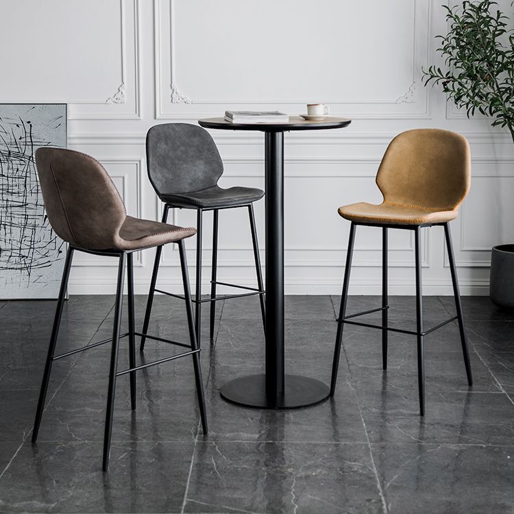 Modern Armless Backrest Counter Stool Iron Bedroom Bar Stool with Leather Cushion Clearhalo 'Bar Furniture' 'Bar Stools' 'bar_stools' 'furn' 'furn_bar_stools' 'furniture_bar_stools' 'Kitchen & Dining Furniture' 'kitchen&dining_furn' 'kitchen' 'kitchen_furn' Furniture' 1200x1200_9979d8a0-34d0-4427-9135-821612d5e6fc