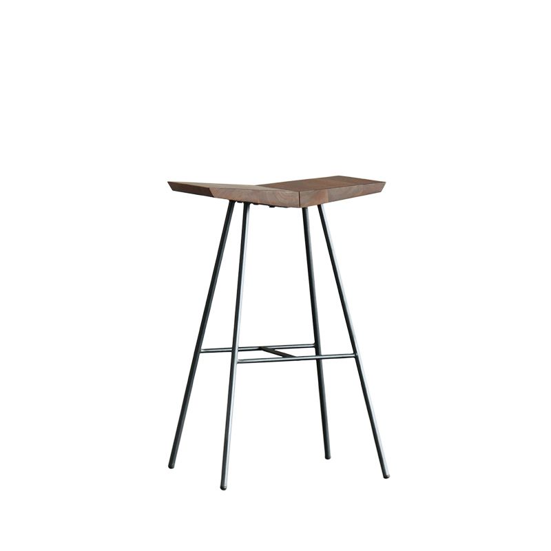 Hedendaagse metalen barkruk voetsteun tegenstoel in bruin