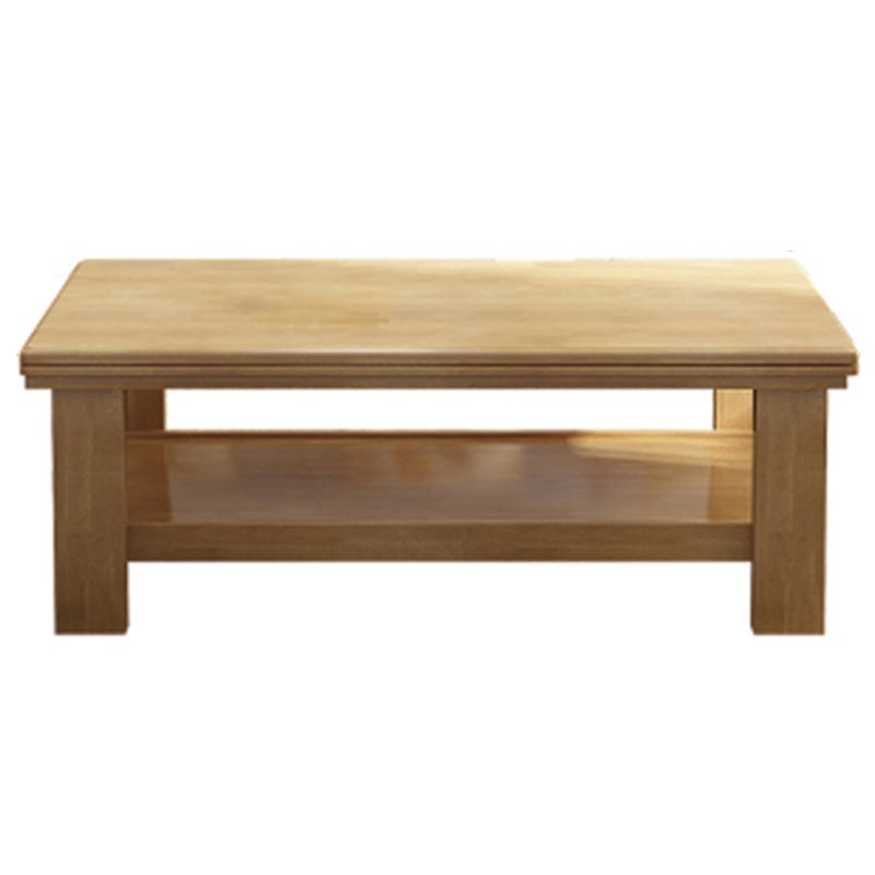 Legno massiccio scandinavo 4 gambe tavolo da cocktail caffè con scaffali/cassetti