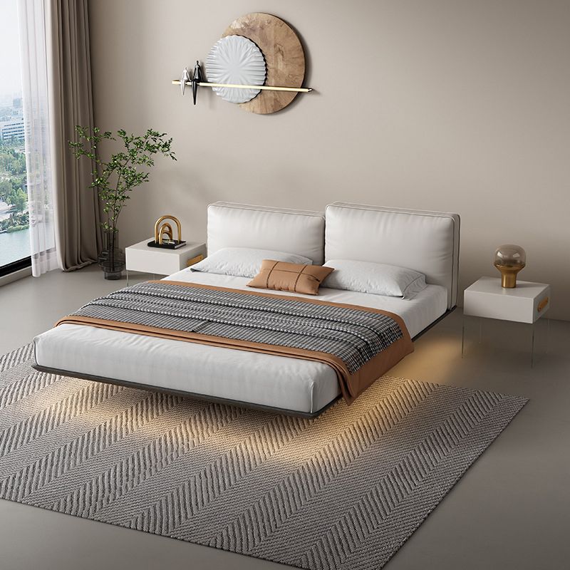 Testiera imbottita in stile moderno/letto di sospensione in pelle grigia bianca