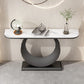 Glam Stone Console Accent Table Metal Console Sofa Table for Hall