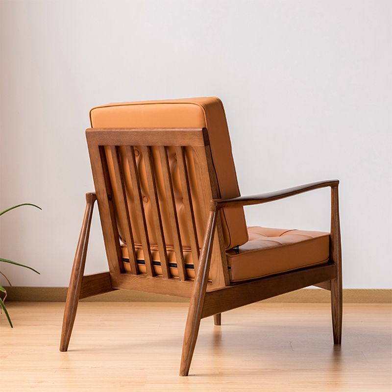 Tufted Cushions Chair Faux Leather Square Arm Chair with Brone 4 Legs Clearhalo 'Accent Chairs' 'accent_chairs' 'Chairs & Seating' 'furn' 'furn_accent_chairs' 'Furniture' 'Living Room Furniture' 1200x1200_997ef933-e4f5-4043-a30d-0c7219601ba8