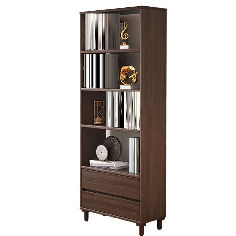 Modern Wooden Bookcase Standard Open Back Bookshelf with Drawers