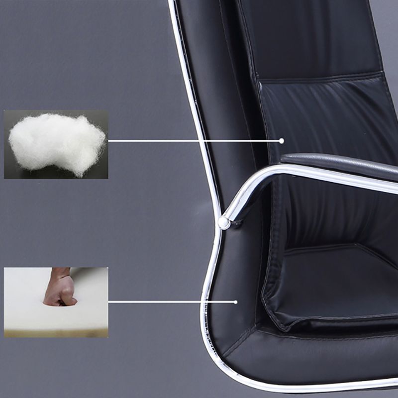 Chaise de conférence moderne à armes fixes sans roues chaise de bureau de gestion du cuir