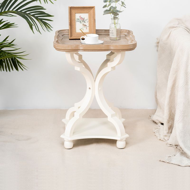 Table de bout rustique salon métal 4 jambes table d'appoint en bois massif