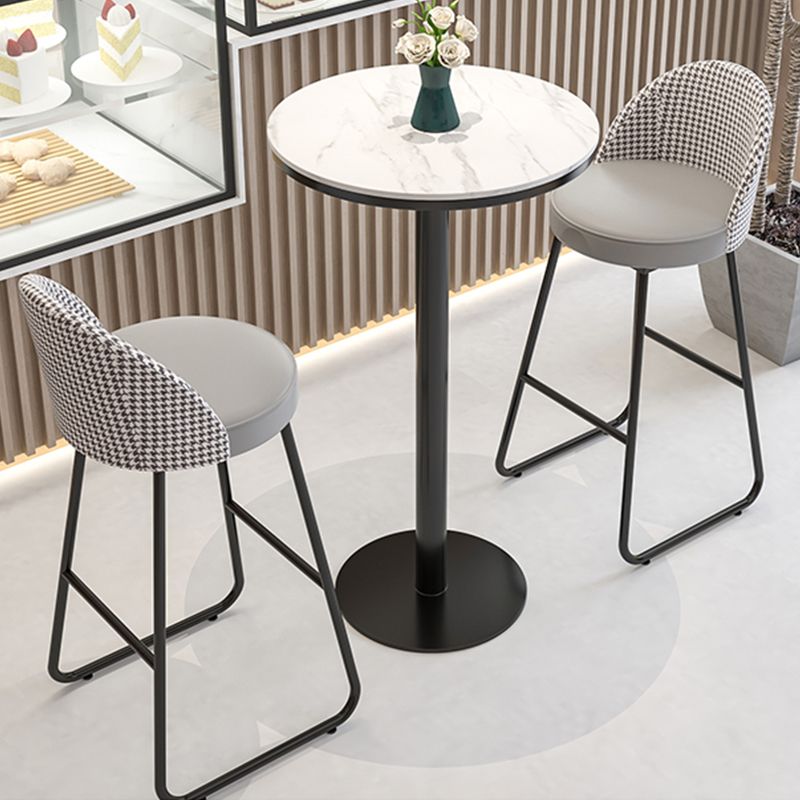 Industrial Leather Counter-height Stool Footrest Shop Dining Stool with Metal Base