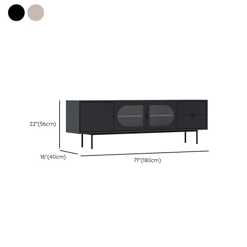 Console TV contemporaine en bois avec rangement fermé, support multimédia TV pour salon