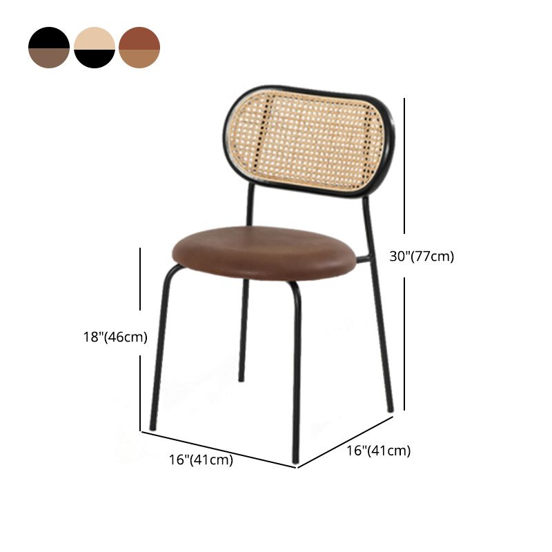 Modern Style PU Leather Chair Cane Back Armless Dining Chair for Home Clearhalo 'Dining Chairs' 'Dining Tables & Seating' 'dining_chair' 'furn' 'furn_dining_chair' 'Furniture' 'furniture_dining_chair' 'Kitchen & Dining Furniture' 1200x1200_998b8f5c-5ab0-40ee-bf78-76ea72eb84c3