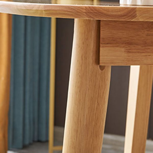 Round 3 Legs Casual Dining Table Wood Color Fixed Table of Rubberwood Solid Wood Clearhalo ' dining_table' 'Dining Tables & Seating' 'Dining Tables' 'furn' 'furn_dining_table' 'Furniture' 'furniture_dining_table' 'Kitchen & Dining Furniture' 'kitchen&dining_furn' 'kitchen' 'kitchen_dining_table' 1200x1200_998bc316-dbd5-45c9-84fc-750979621d7b