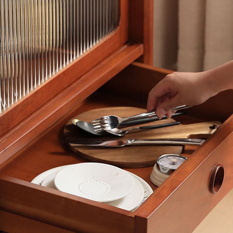 Armadietto con porte di vetro contemporanee con deposito in marrone