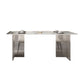 Mesa de comedor de piedra sinterizada, mesa con pedestal doble para cocina, comedor