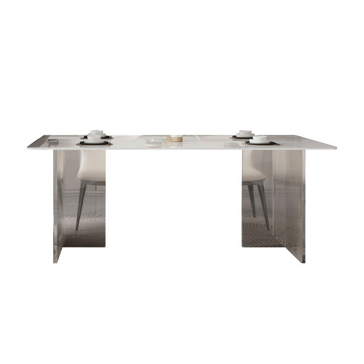 Mesa de comedor de piedra sinterizada, mesa con pedestal doble para cocina, comedor