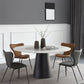 Round Sintered Stone Dining Table Modern Turntable Furniture with Steel Pedestal Base Clearhalo 'Dining Tables & Seating' 'Dining Tables' 'dining_table' 'furn' 'furn_dining_table' 'Furniture' 'Kitchen & Dining Furniture' 1200x1200_998e0e41-a2f4-4d08-aafd-c930e7715279