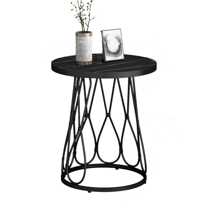 Frame Gold/black Metal Base Design Rock Sheet White/black Top Round Side Table