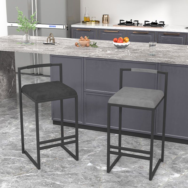 Glam Armless Backrest Counter Stool Iron Living Room Bar Stool with Velvet Cushion,1 Piece Clearhalo 'Bar Furniture' 'Bar Stools' 'bar_stools' 'furn' 'furn_bar_stools' 'furniture_bar_stools' 'Kitchen & Dining Furniture' 'kitchen&dining_furn' 'kitchen' 'kitchen_furn' Furniture' 1200x1200_998fbaf7-f49c-45a0-a377-f80331cfdc5d