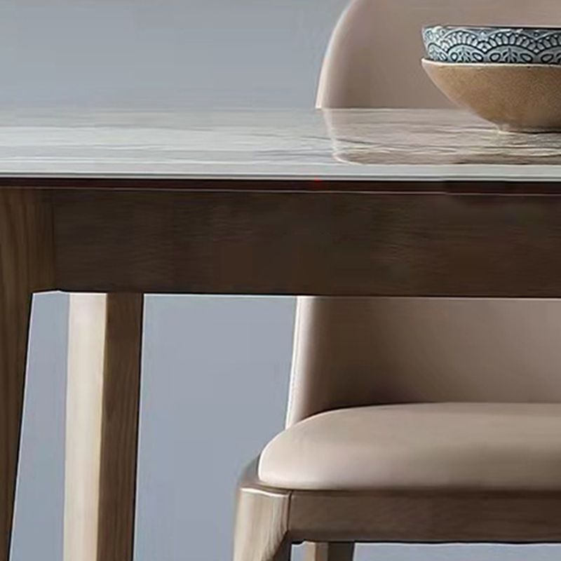 Gray Mid-Century Dining Table Stone Top Table with Wooden Base Clearhalo 'Dining Tables & Seating' 'Dining Tables' 'dining_table' 'furn' 'furn_dining_table' 'Furniture' 'Kitchen & Dining Furniture' 1200x1200_998ff10c-7b33-40ff-92d5-05e55d2f3cfc