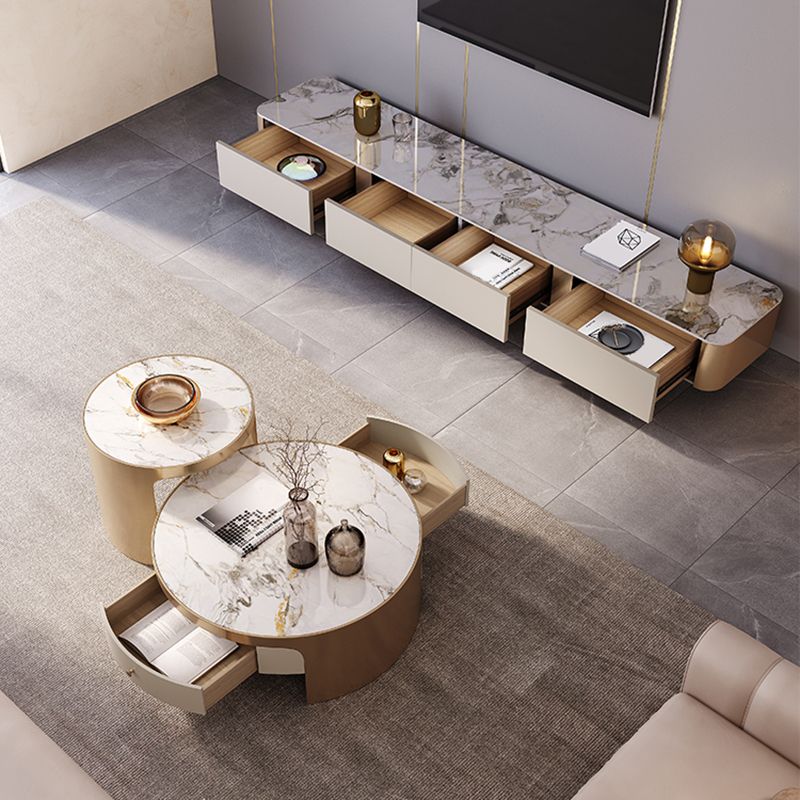 Glam TV Console Stone Media Console Enclosed Storage Console with Drawers for Home Clearhalo 'furn' 'furn_tv_stands_entertainment_centers' 'Furniture' 'Living Room Furniture' 'TV Stands & Entertainment Centers' 'TV Stands & Media Storage Furniture' 'tv_stands_entertainment_centers' 1200x1200_99908a25-8819-40db-be67-05dacda4ec43