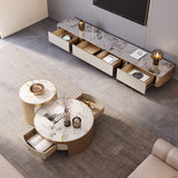 Glam TV Console Stone Media Console Enclosed Storage Console with Drawers for Home Clearhalo 'furn' 'furn_tv_stands_entertainment_centers' 'Furniture' 'Living Room Furniture' 'TV Stands & Entertainment Centers' 'TV Stands & Media Storage Furniture' 'tv_stands_entertainment_centers' 1200x1200_99908a25-8819-40db-be67-05dacda4ec43