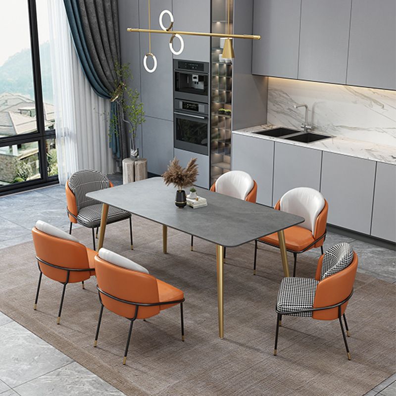 Gray Stone Top Dining Table Contemporary Dining Table with 4 Legs Clearhalo 'Dining Tables & Seating' 'Dining Tables' 'dining_table' 'furn' 'furn_dining_table' 'Furniture' 'Kitchen & Dining Furniture' 1200x1200_9990f9d1-1a71-40a8-9cda-53239ca5f2b9
