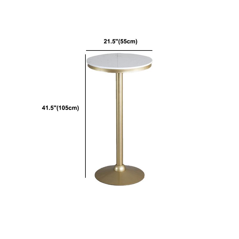 Stone Top Bar Counter White Traditional Luxury Bar Counter with Gold Base
