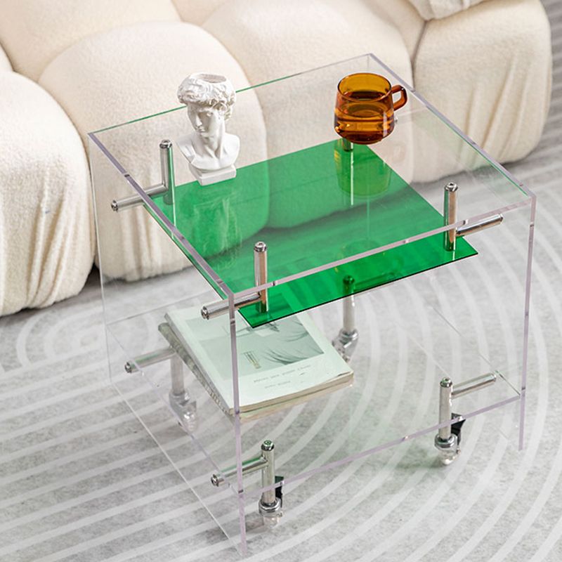 Plastic Rectangular End Table Double Tier Corner Table with Storage Clearhalo 'Coffee & Accent Tables' 'End & Side Tables' 'end_side_tables' 'furn' 'furn_end_side_tables' 'Furniture' 'Living Room Furniture' 1200x1200_99935657-f6fa-48f2-b69c-9d8ecaac71d5