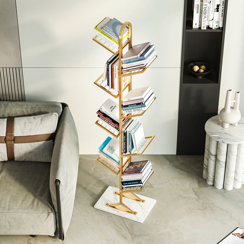 Contemporary Etagere Bookcase Open Back Metal Bookshelf with Shelves