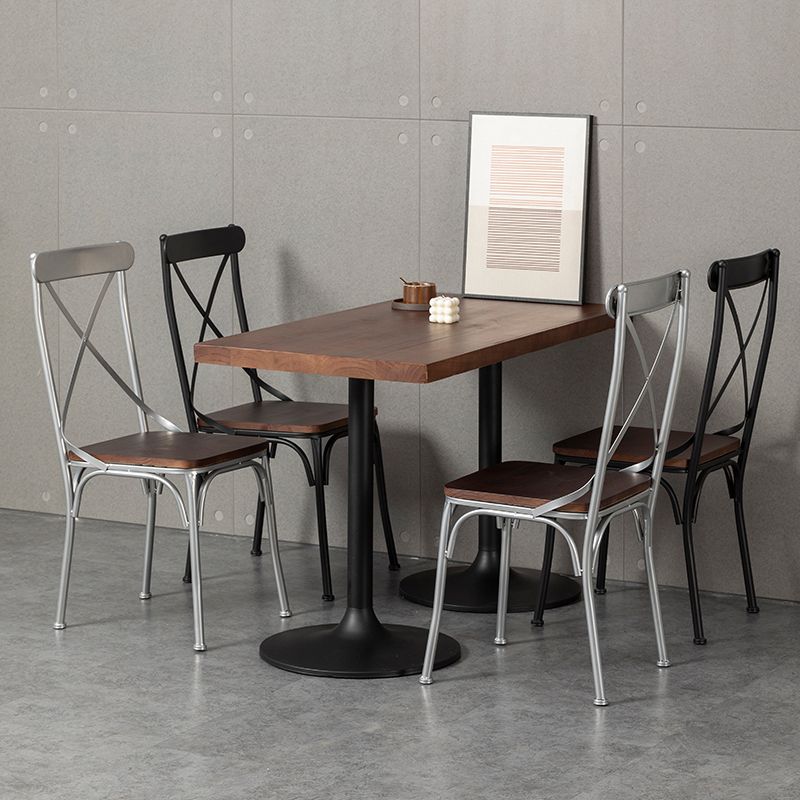 Industrial Coffee Shop Metal Side Chair Black Cross Back Folding Chair Clearhalo ' kitchen&dining_furn' 'Dining Chairs' 'Dining Tables & Seating' 'dining_chair' 'furn' 'furn_dining_chair' 'Furniture' 'furniture_dining_chair' 'Kitchen & Dining Furniture' 'kitchen' 1200x1200_99951caa-1774-4187-b20b-6bb7eff1d028