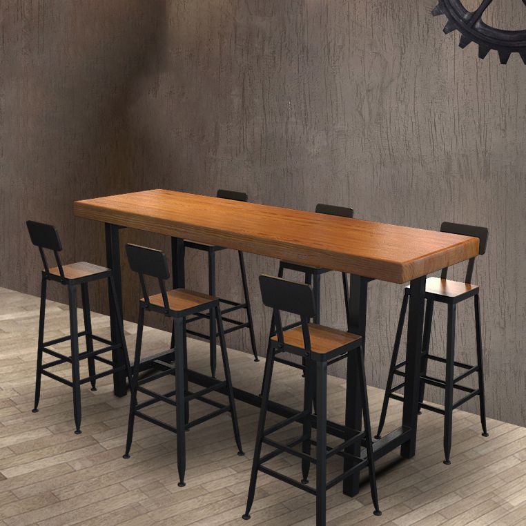 Brown Modern Bar Table Solid Wood Bar Table with Metal Base for Coffee Shop, Only Table Clearhalo 'Bar Furniture' 'Bar Tables' 'bar_tables' 'furn' 'furn_bar_tables' 'Furniture' 'furniture_bar_tables' 'Kitchen & Dining Furniture' 1200x1200_99958d05-9a3c-45a9-9764-168e21d7a871