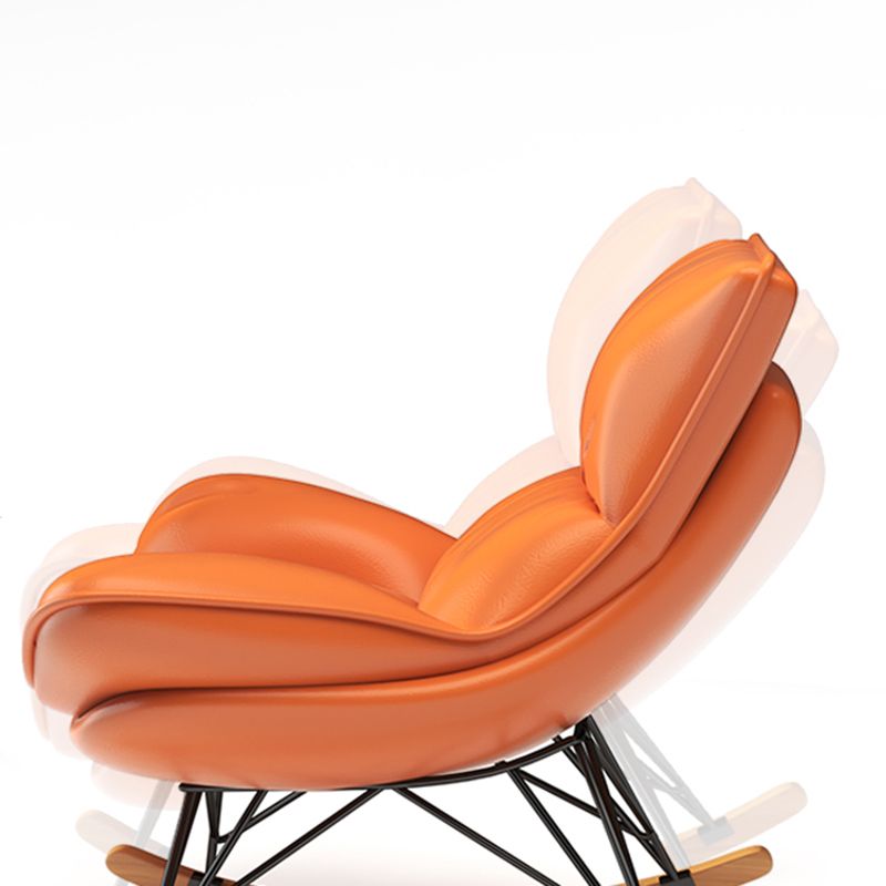 Chaise de rocker rembourrée rembourrée contemporaine chaise de bascule de broche à cadre de cadre en métal avec ottoman